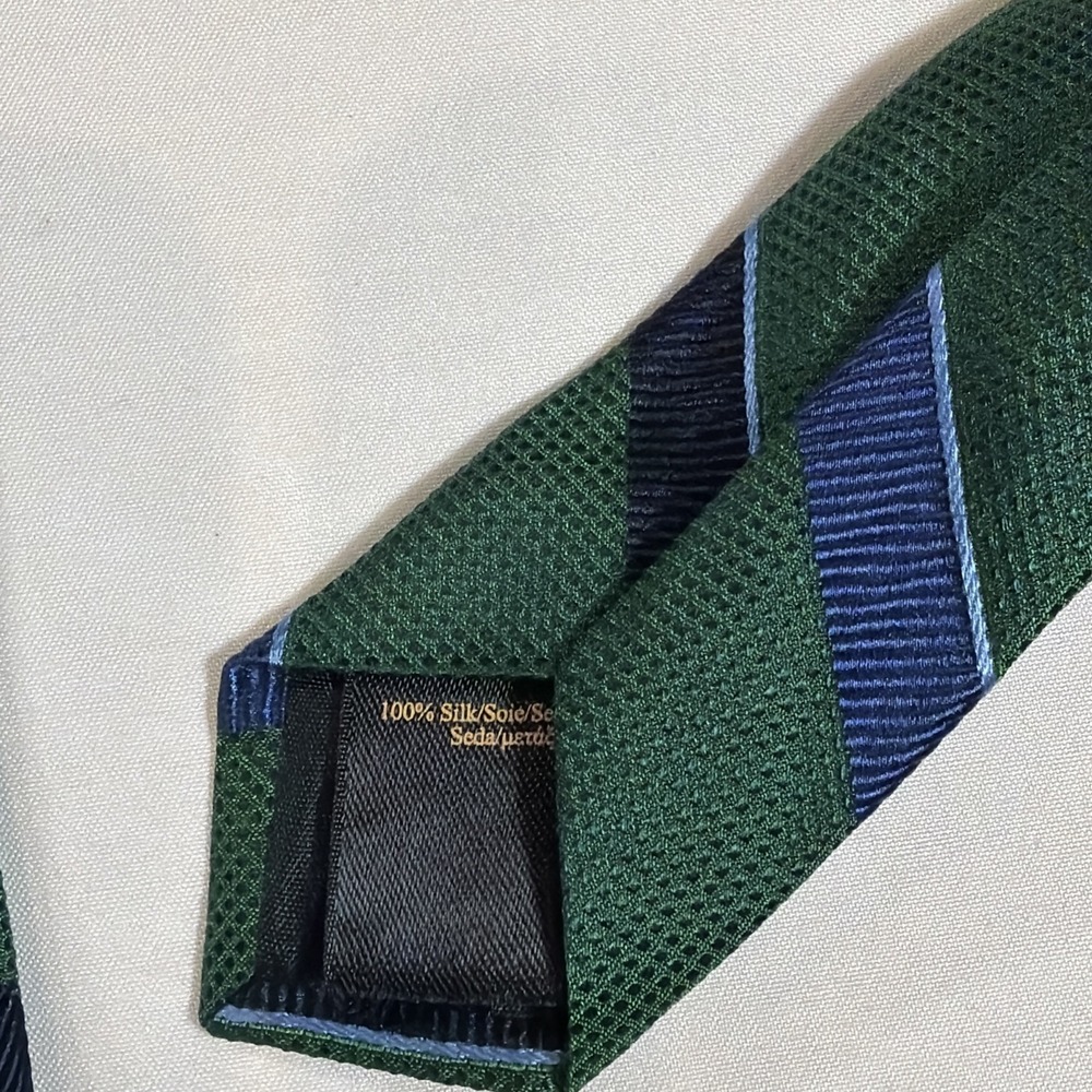 Brooks Brothers‎ Silk Tie NWT Green Blue Striped Regimental Made USA Classic - Picture 7 of 8